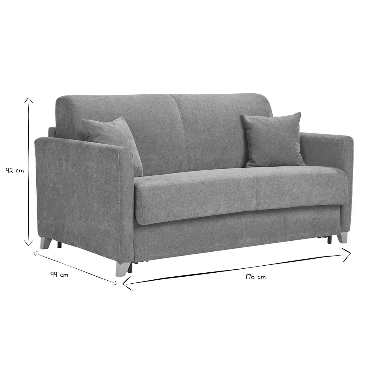 SCHLAFSOFA 3-Sitzer in Samtoptik Stoff gebrannte Erde und helles Holz mit 18 cm Matratze SKANDY - Terracotta, Textil (99/92/176cm) - Miliboo