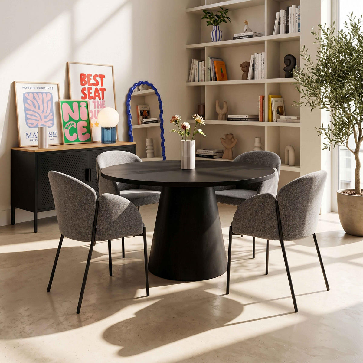STÜHLE 2-tlg., Grau - Grau, Textil/Metall (70/78/60cm) - Oviala