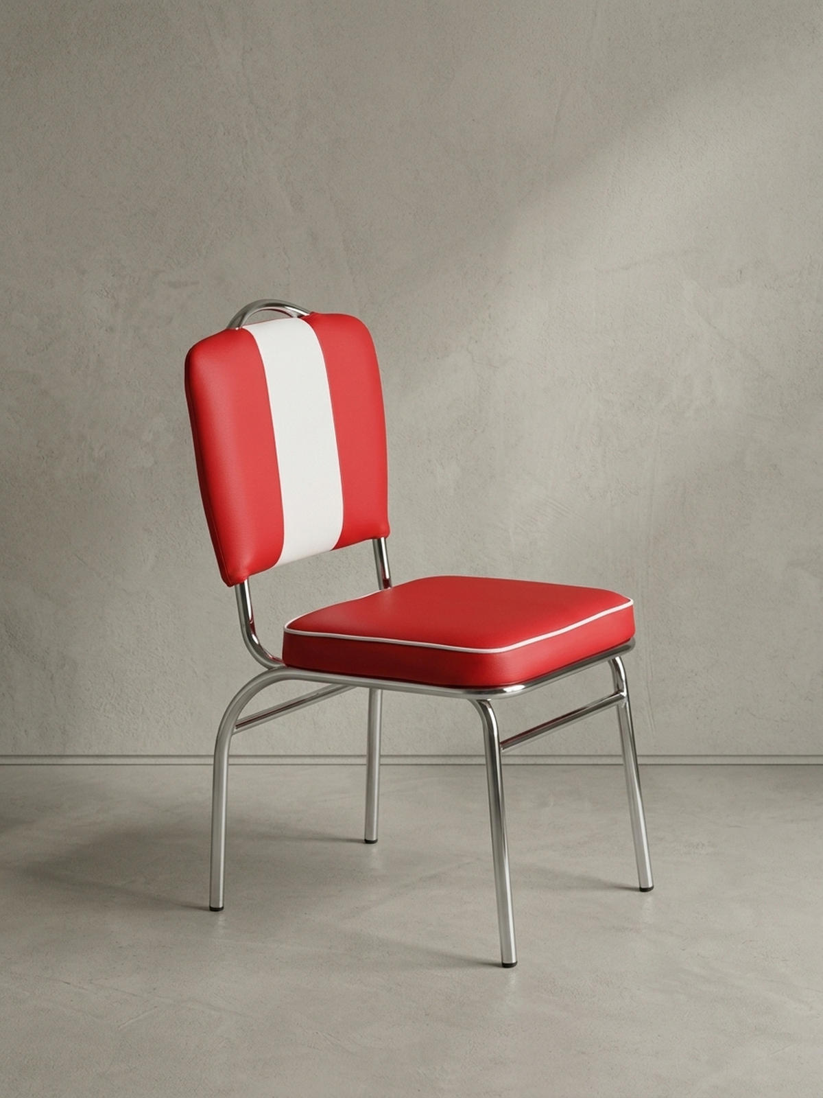 ESSZIMMERSTUHL Kunstleder mit Metallgestell Retro 50-er Jahre gepolstert, Rot 47x45x90 cm - Rot/Silberfarben, Kunststoff/Textil (47/90/45cm) - KADIMA DESIGN