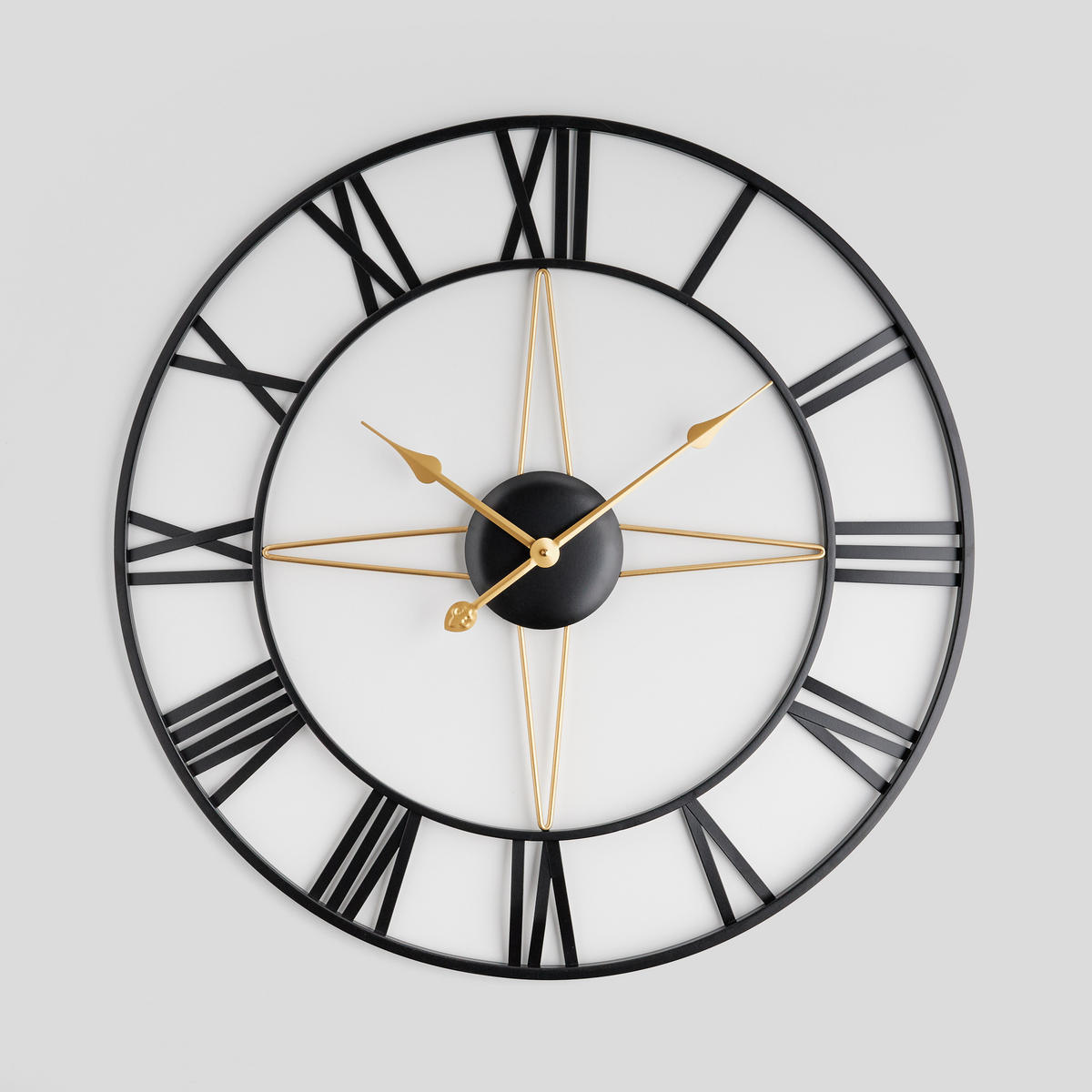 WANDUHR Industriano 70x70cm, Schwarz - Schwarz, Metall (70/4.5/70cm) - home&you