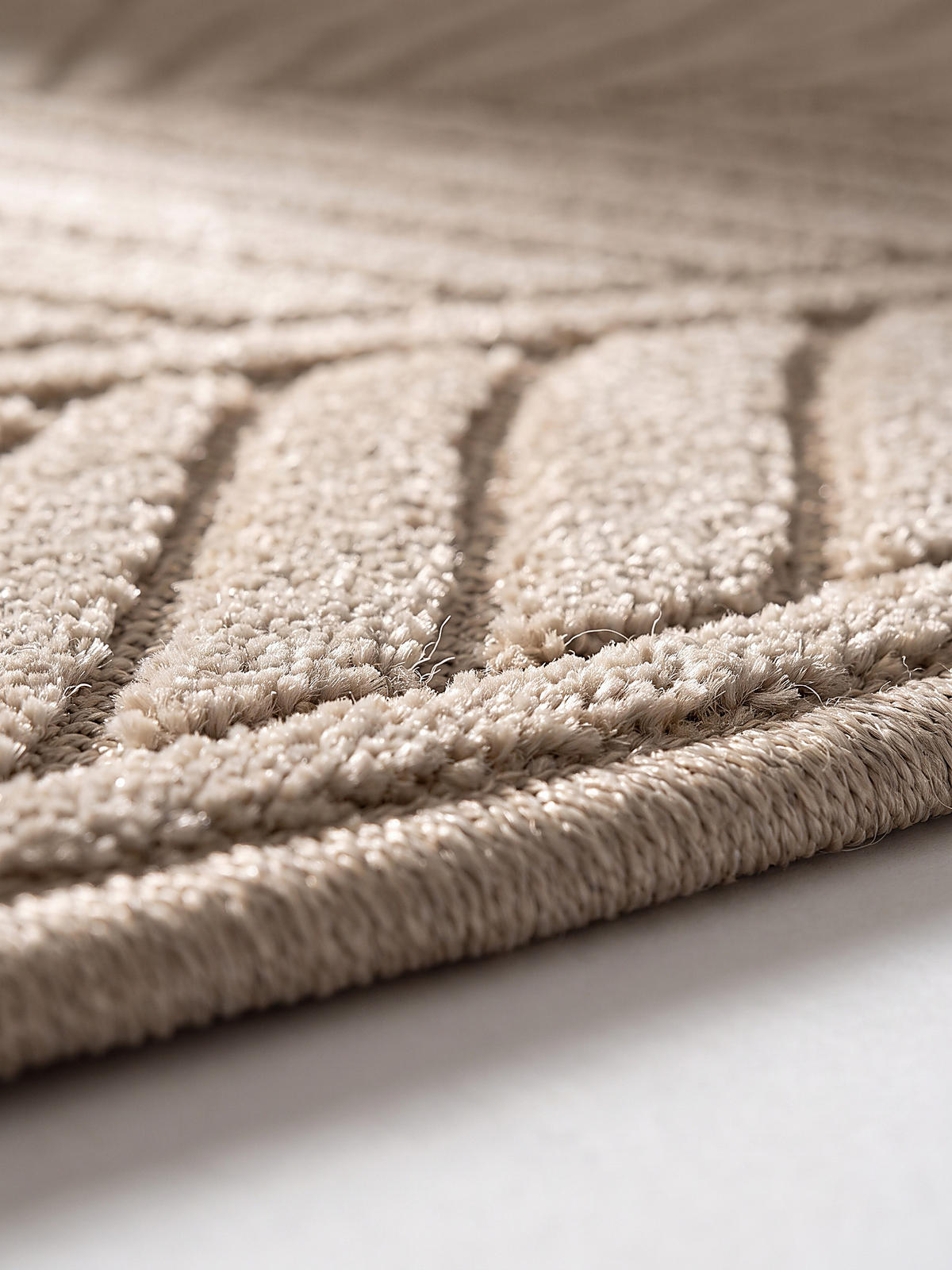 LÄUFER Outdoor, Fußbodenheizung-geeignet, mit Blattmotiv, ENGADIN in Beige, 80 x 250 cm - Beige, Textil (80/250cm) - KADIMA DESIGN