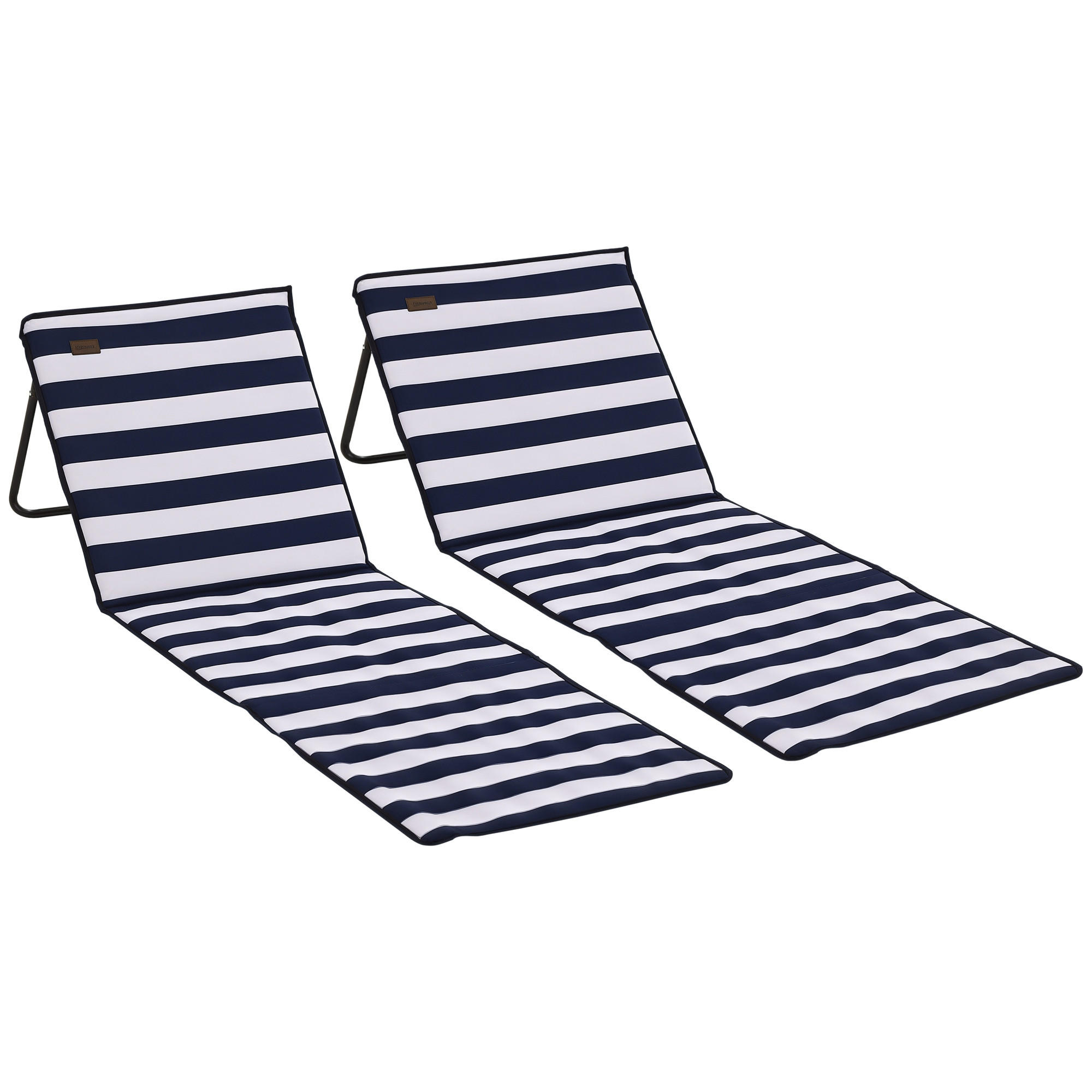 STRANDLIEGE, klappbar, verstellbare Rücklehne, Tragegurt, weiche Polsterung, Stahlrahmen, blau+weiß, 142x51x40cm - Blau, Metall (142/40/51cm)