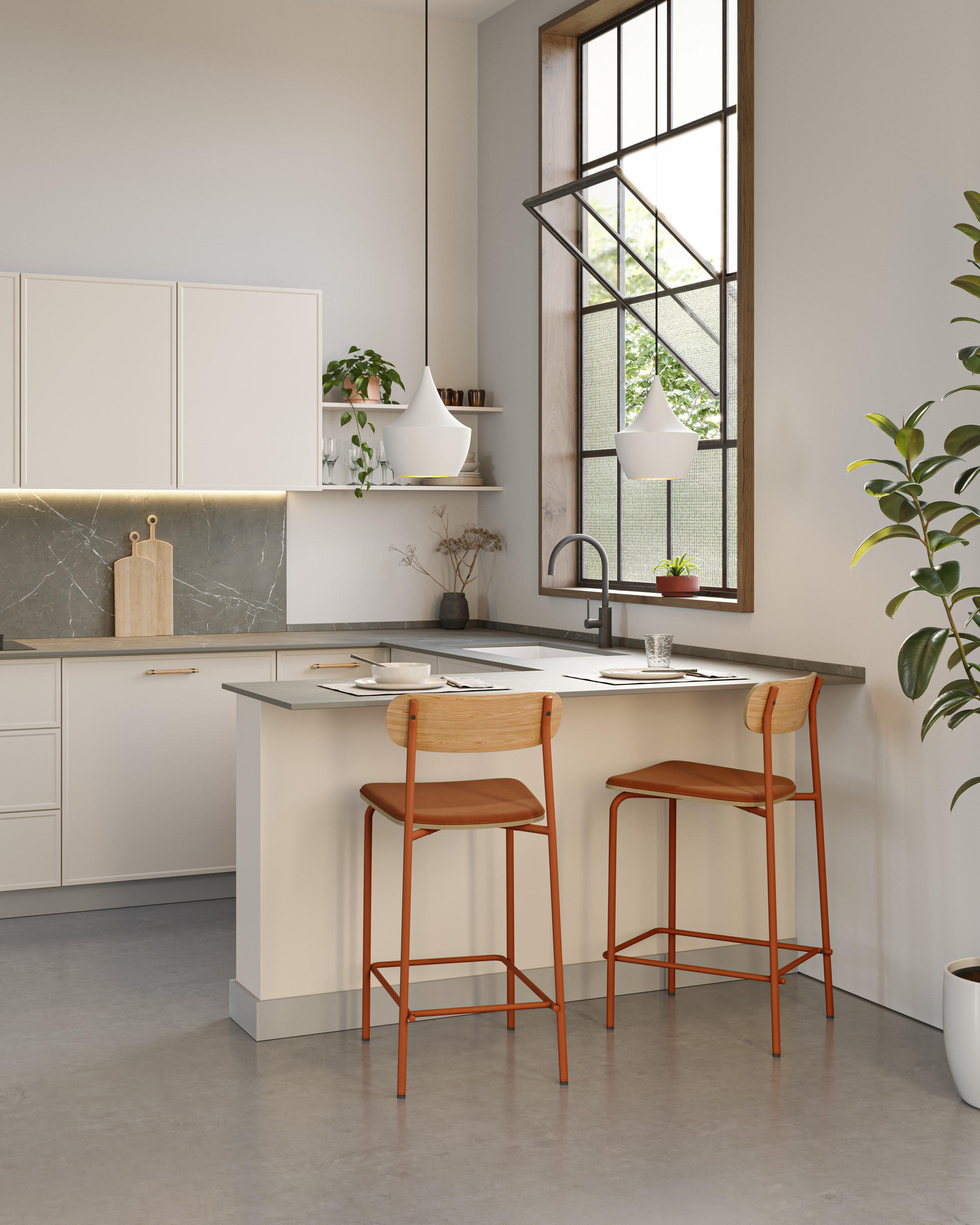 Thumbnail - Drawer Barhocker, Orange, Textil, 1-Sitzer, 48x66x42 cm, Esszimmer, Barmöbel, Barhocker