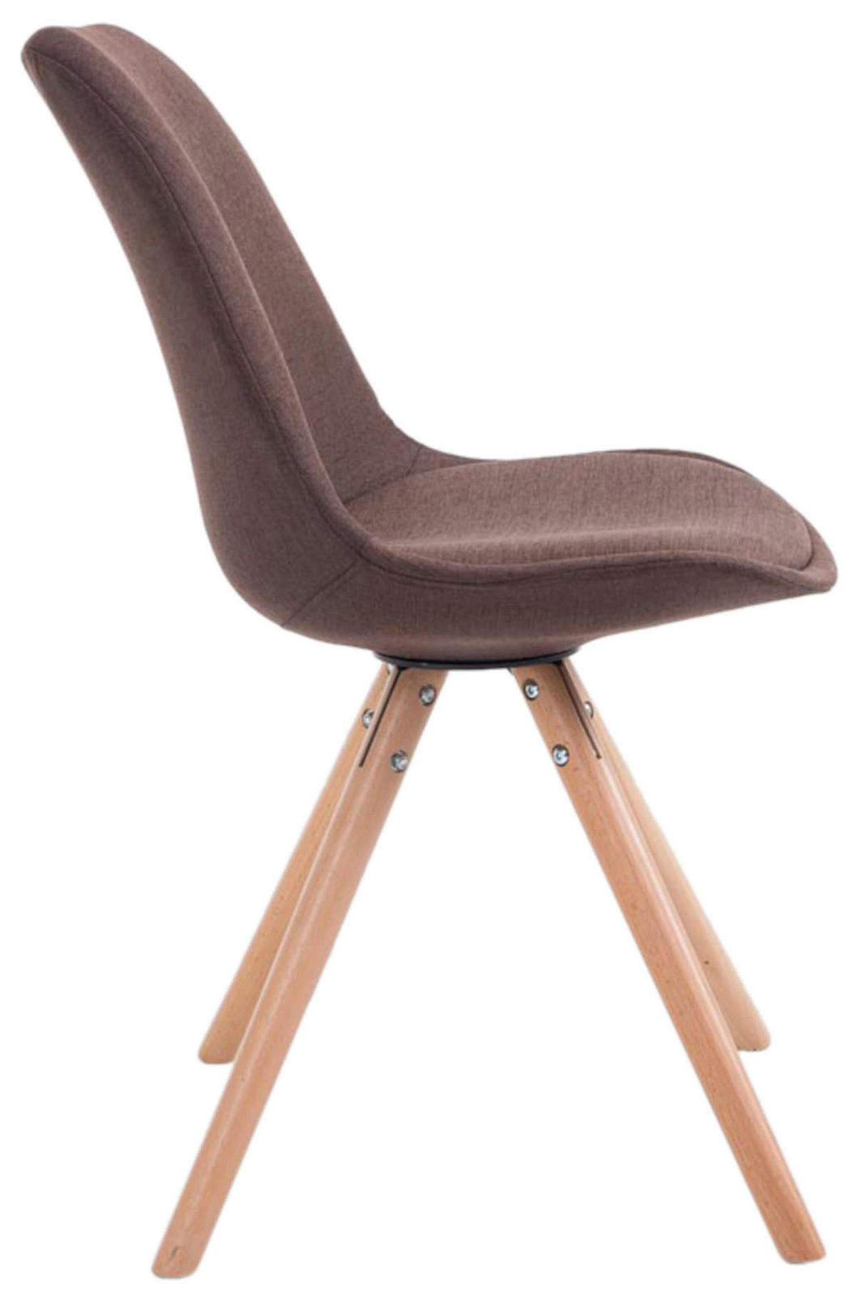 STUHL 4er Set Stoff braun - Eukalyptusholzfarben/Braun, Holz/Textil (48/84/56cm) - CLP