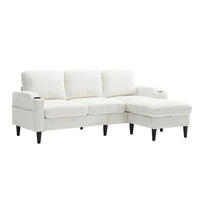 SOFA 4-Sitzer mit Hocker und Stauraum 196,5 x 75 x 77 cm Beige - Beige, Kunststoff (196.5/77/75cm) - Meubliv