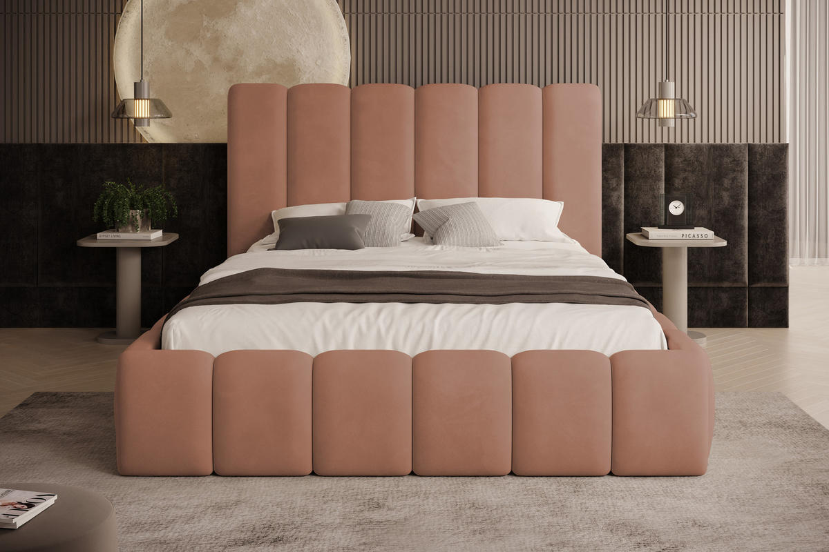 POLSTERBETT Vilo 140x200 mit Bettkasten und Stabilem Metallgestell - Rosa, Textil (140/200cm) - Storez24