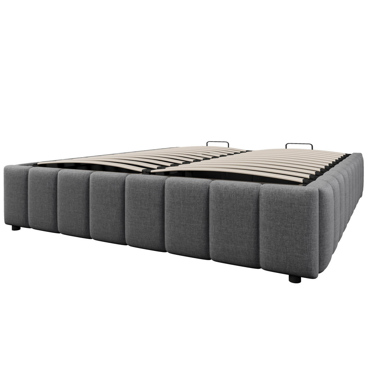 POLSTERBETT 140/200 cm Grau aus Leinen mit hydraulischem Stauraum - Grau, Textil (140/200cm) - OKMYHOME
