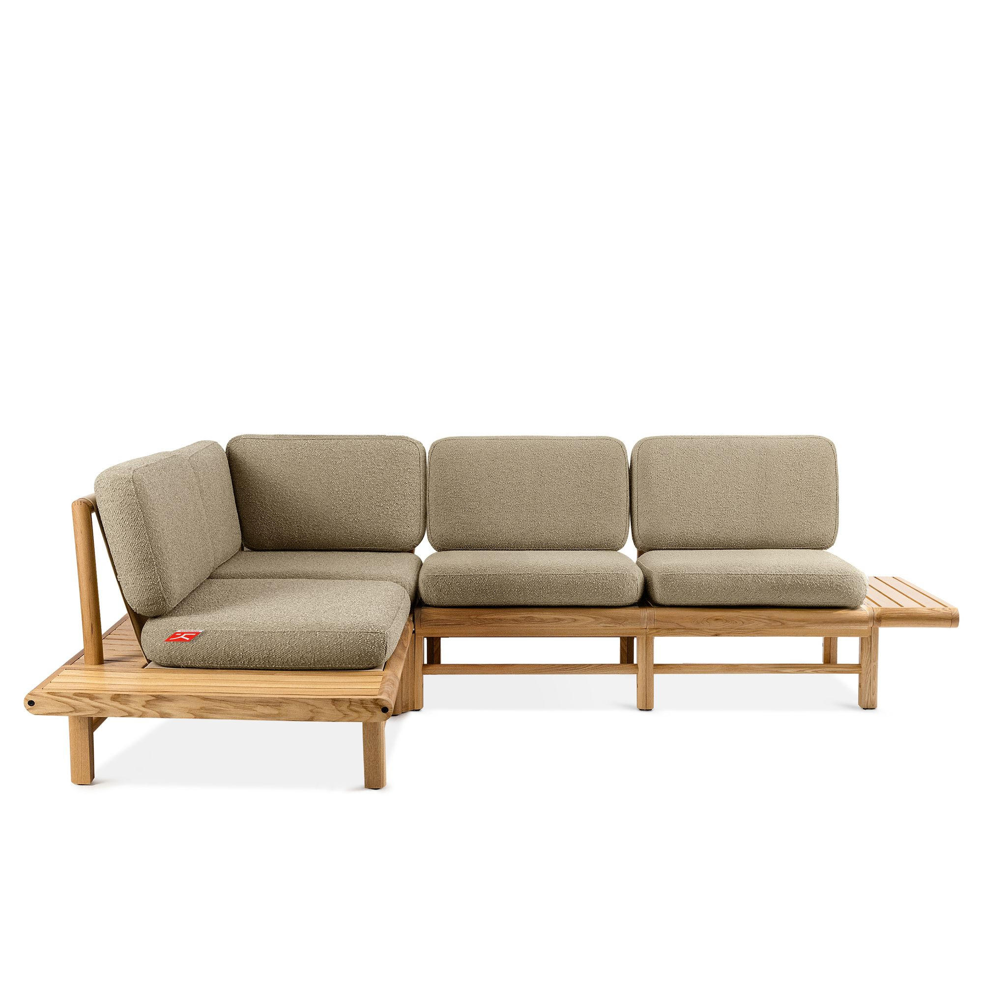LOUNGESOFA ATREDA links - Beige, Holz/Textil (245/74/175cm) - KONSIMO®