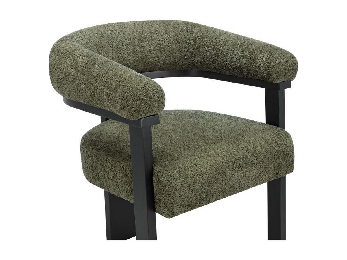 STUHL mit Armlehnen - Bouclé-Stoff & Kautschukholz - Khaki & Schwarz - LIVELIA - Schwarz, Textil (60/78/64cm) - Pascal Morabito