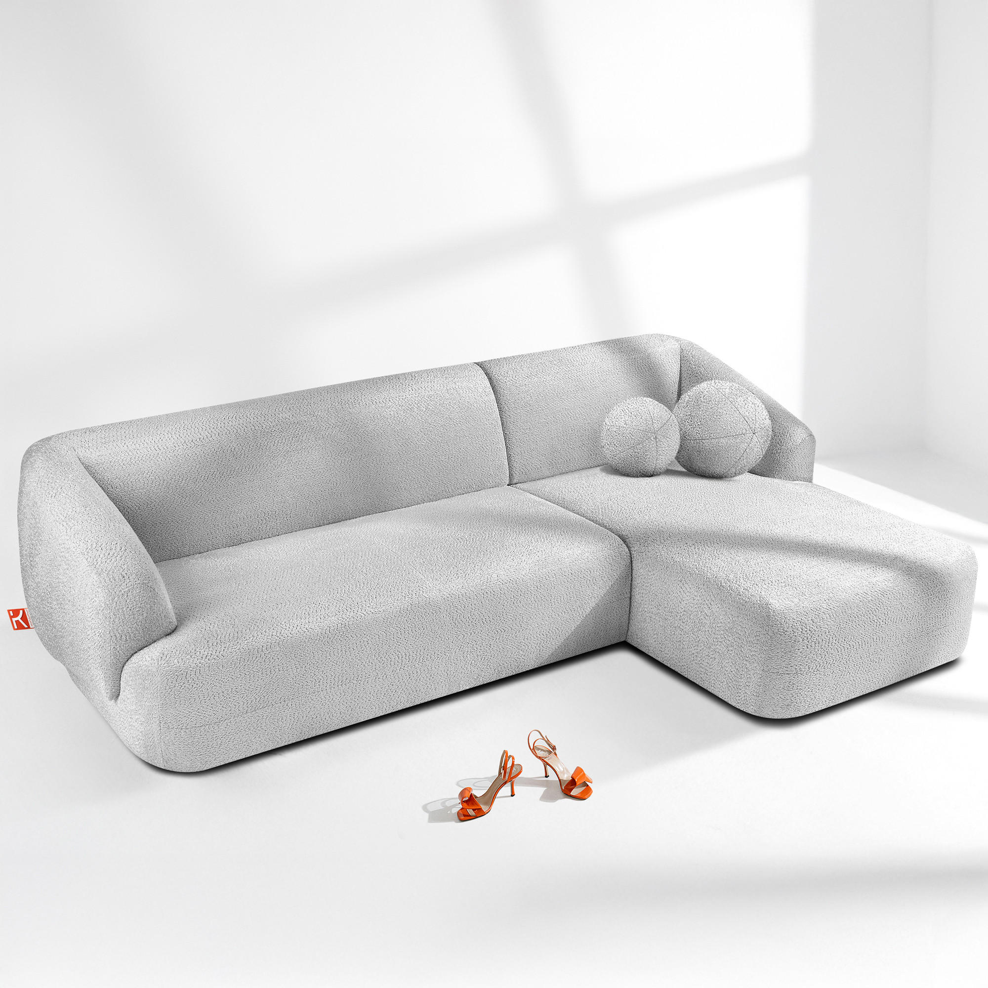 ECKSOFA RECHTS VIRA, Grau, Chenille - Schwarz/Grau, Holz/Holzwerkstoff (300/160cm) - KONSIMO®