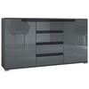 SIDEBOARD Sylt Grau Hochglanz / Schwarz Hochglanz - Grau, Holzwerkstoff (138.5/75.5/35cm) - Vladon