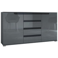 SIDEBOARD Sylt Grau Hochglanz / Schwarz Hochglanz - Grau, Holzwerkstoff (138.5/75.5/35cm) - Vladon
