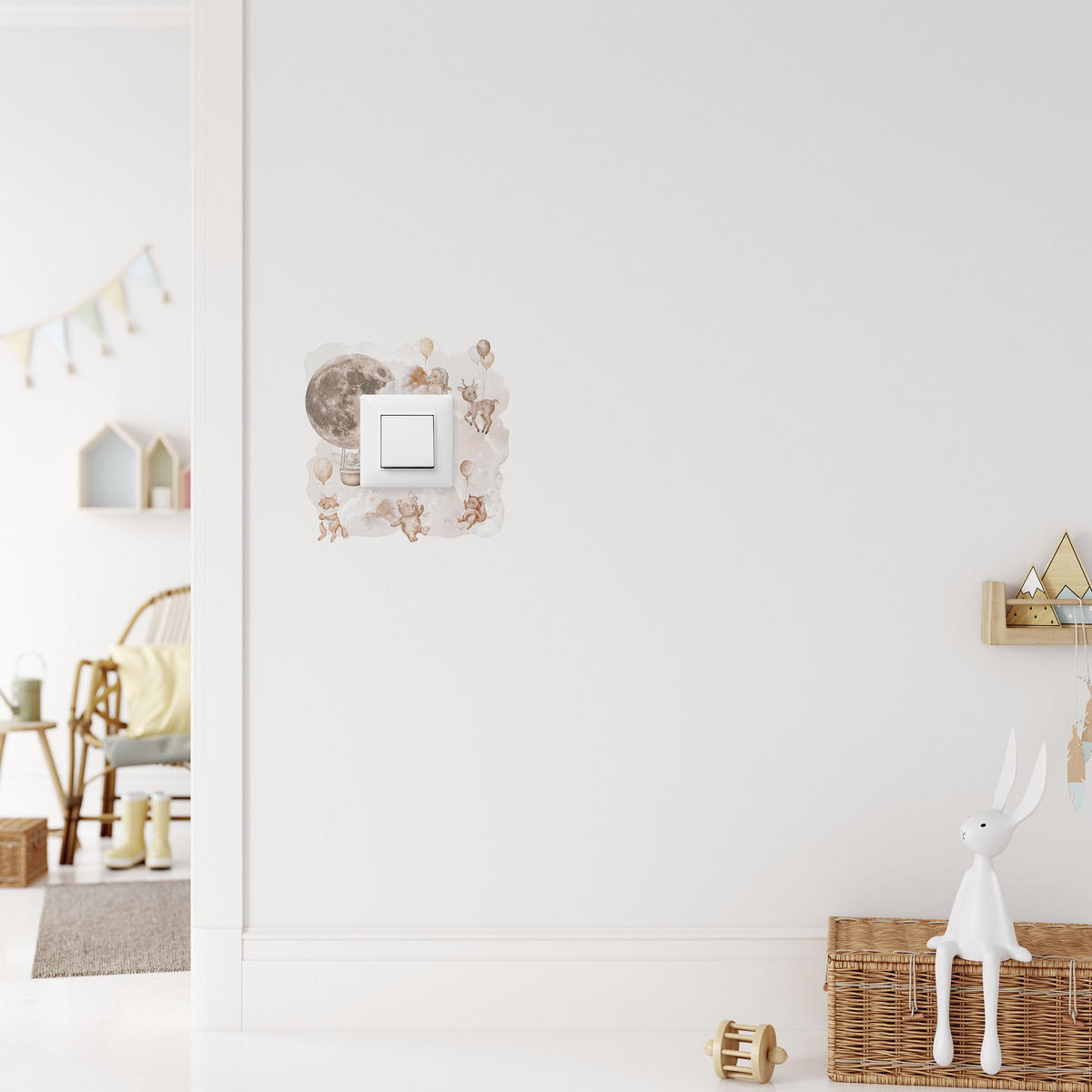 LICHTSCHALTER-STICKER Waldtiere mit Ballons 20x20cm - Beige, Papier (20/20/20cm) - Muralo