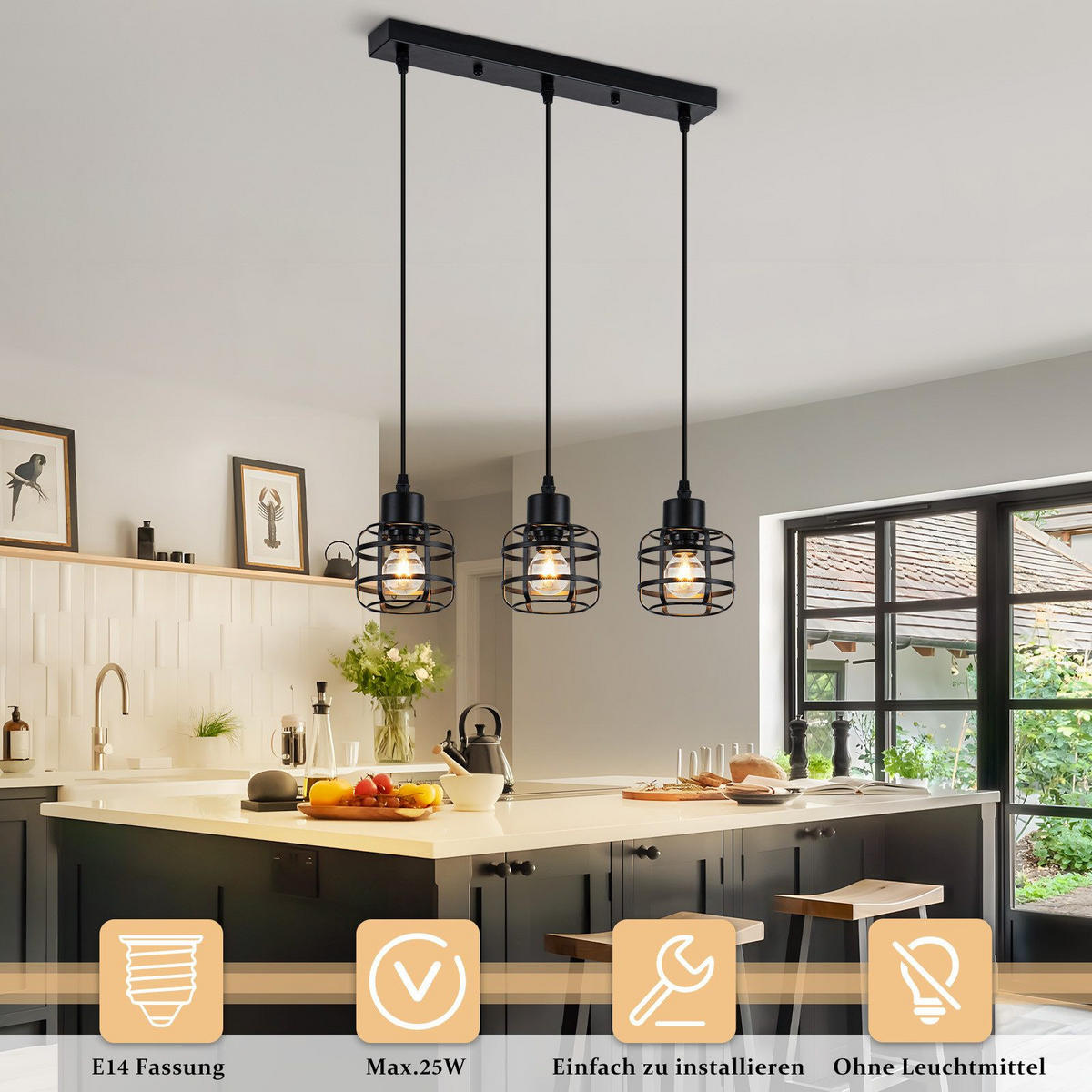 PENDELLEUCHTE BARR Ⅲ 43/10/140 cm - Schwarz, Metall (43/10/140cm) - Nettlife