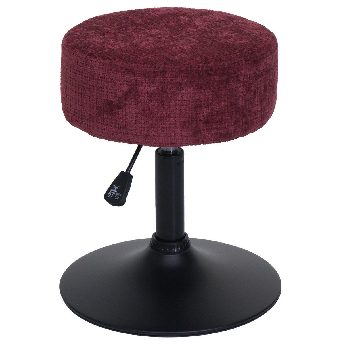 HOCKER 2er-Set höhenverstellbar und drehbar Sitzhöhe 45-57cm Ø 37cm Stoff Chenille Bordeaux - Rot, Textil (37/57/37cm) - PROREGAL