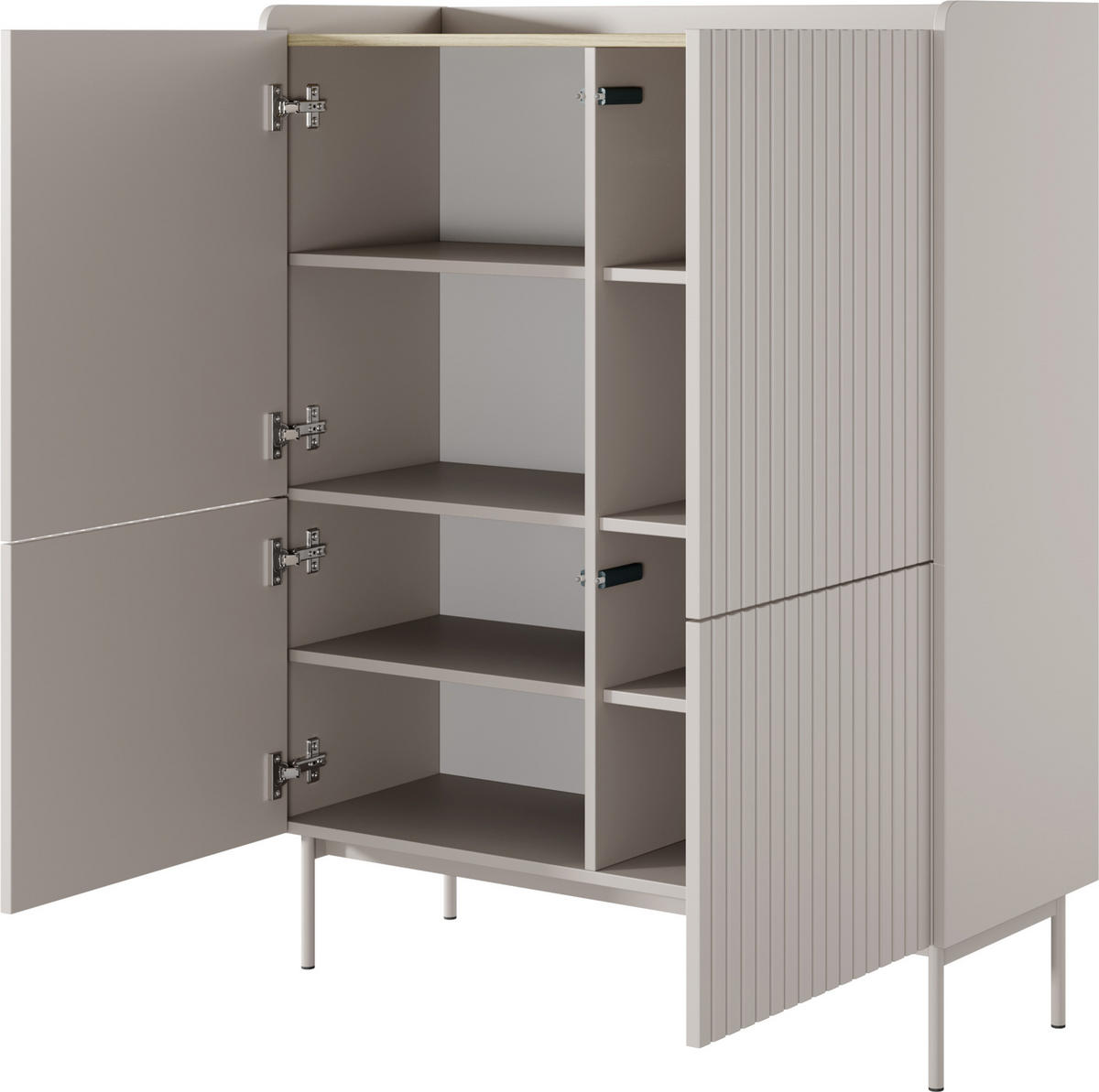 HIGHBOARD Nolle in Beige & Scandi Eiche 103/126/38 cm - Sandfarben/Beige, Holzwerkstoff/Metall (103.2/126.2/38cm) - WFL GROUP