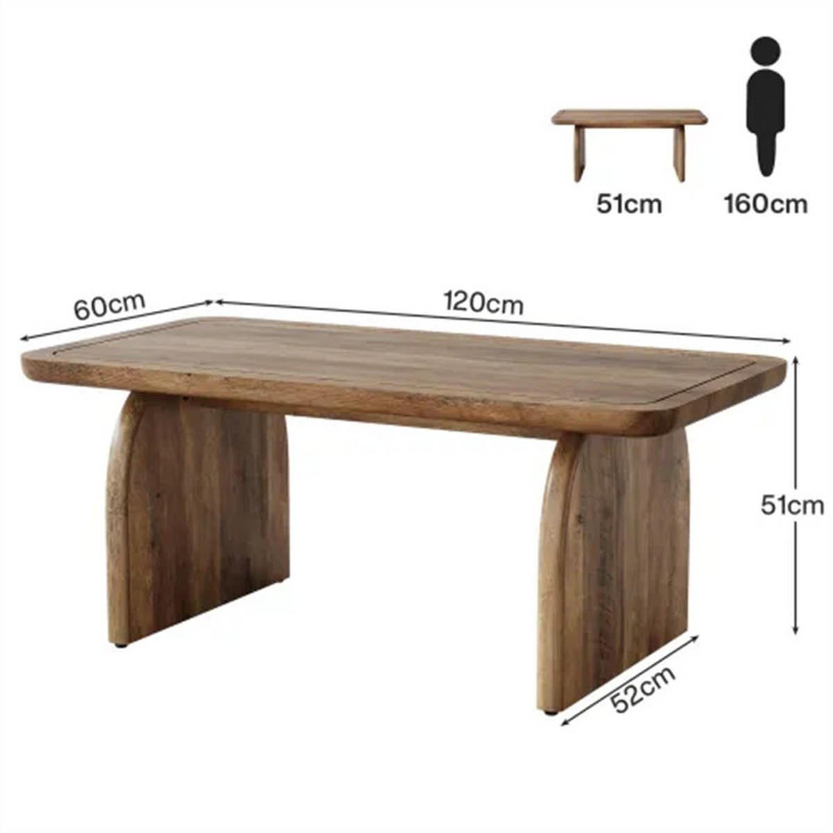 COUCHTISCH Bauernhaus-Stil, Holzoptik braun, 120x60x50 cm - Braun, Holzwerkstoff (60/120/50cm) - Blomus