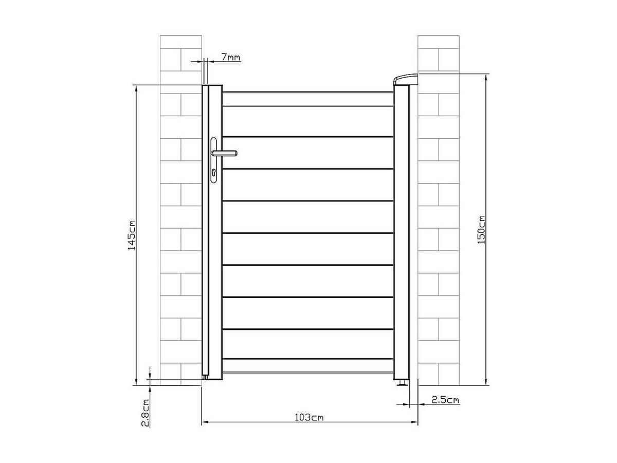 GARTENTOR Flügeltor - 103 x 150 cm - voll - Aluminium - Anthrazit - NAZARIO - Anthrazit, Metall (100/145cm) - Vente-Unique