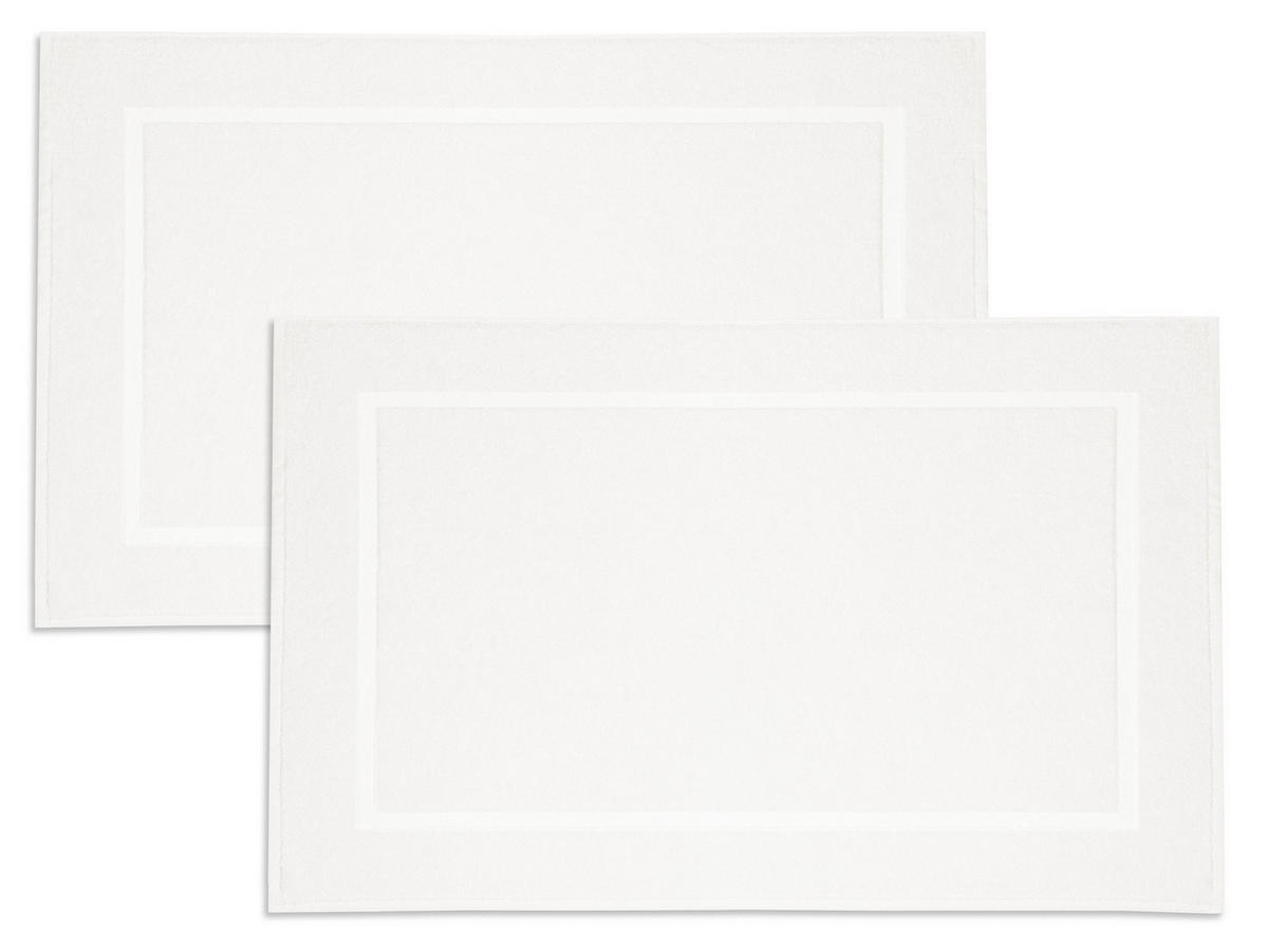 BADEMATTE, 2er-Set, 50x80 cm, 100% Baumwolle, Weiß - Weiß, Textil (50/80cm) - Zollner