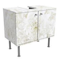 WASCHBECKENUNTERSCHRANK Dahlien Blumenmeer weiß 60/55/35 cm - Weiß, Holzwerkstoff (60/55/35cm) - Bilderwelten