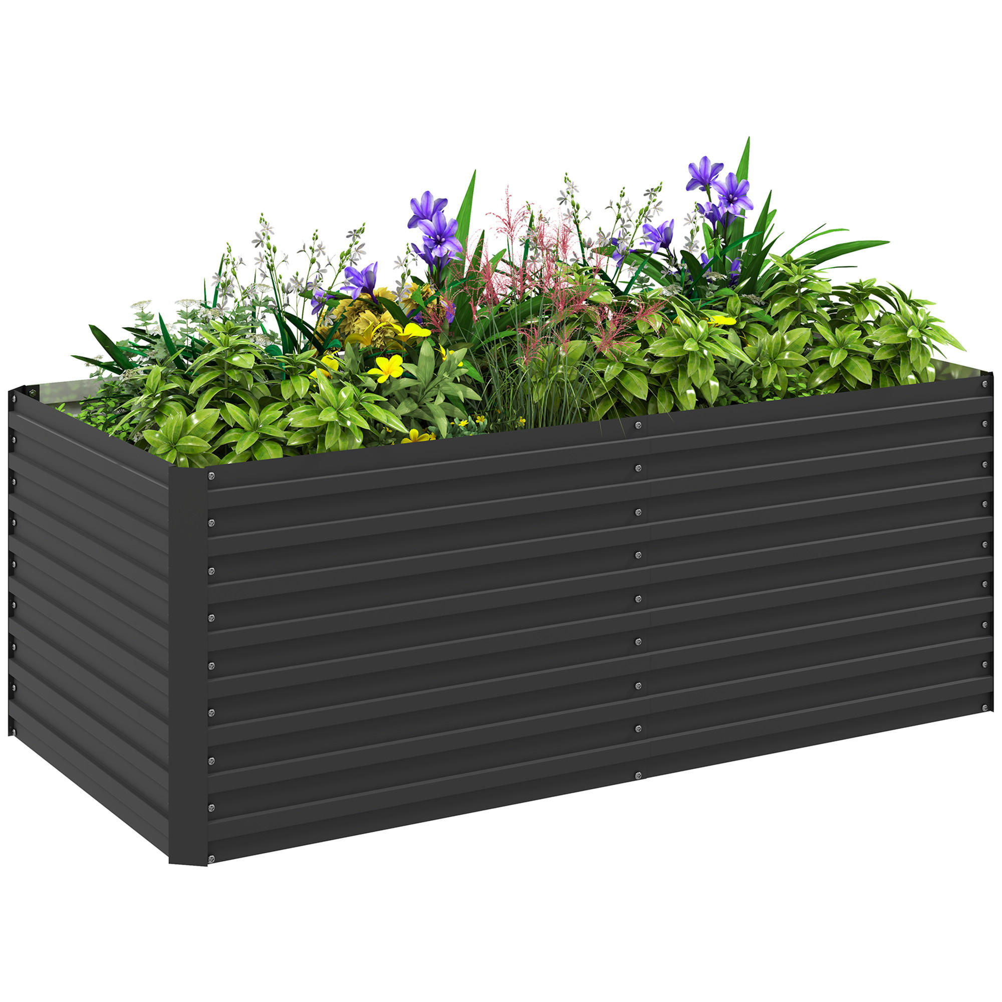 HOCHBEET DE-12169 160/80/60 cm offener Boden Grau - Dunkelgrau, Metall (160/60/80cm) - ComfortXL