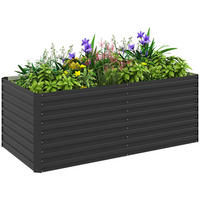 HOCHBEET DE-12169 160/80/60 cm offener Boden Grau - Dunkelgrau, Metall (160/60/80cm) - ComfortXL