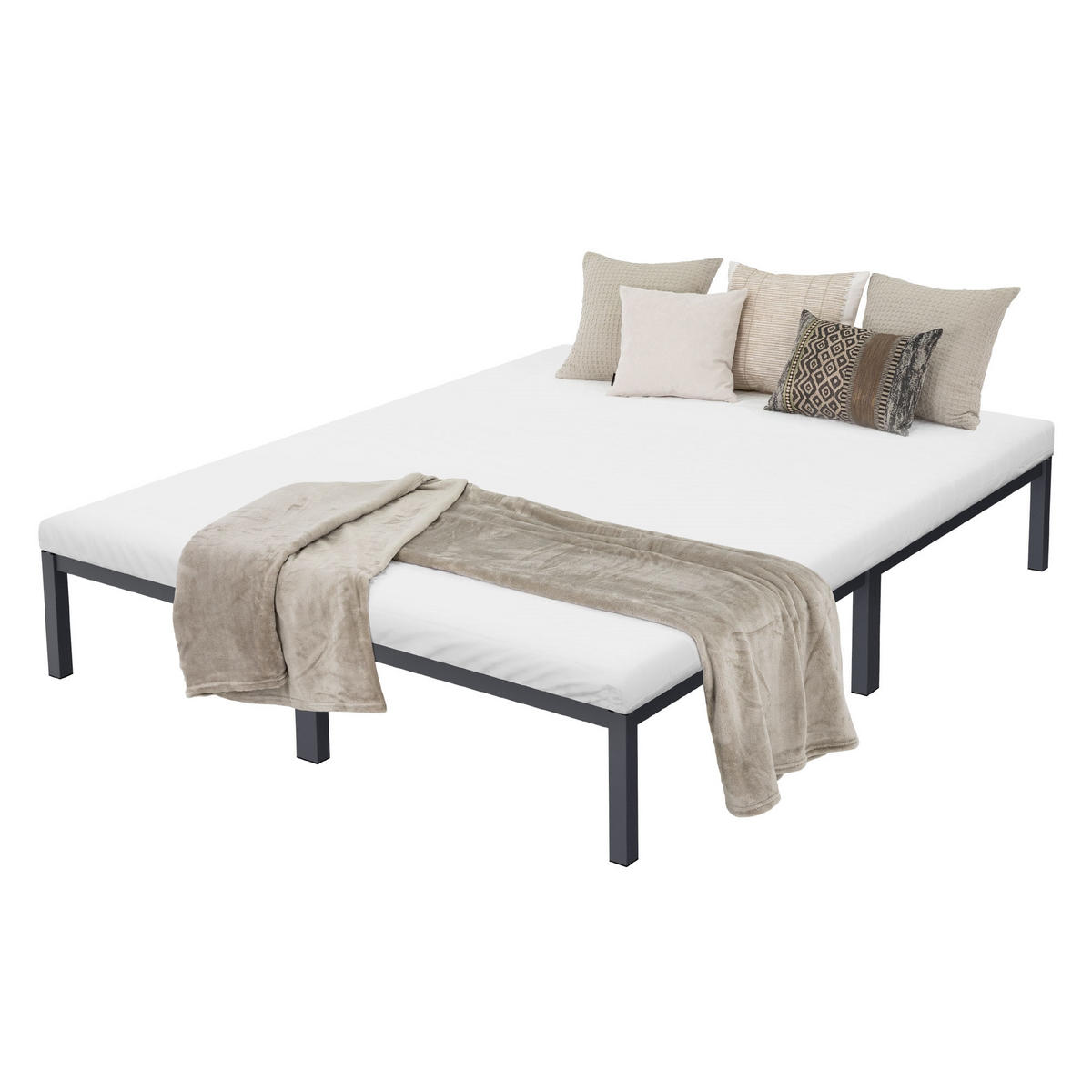 METALLBETT 200/160 cm - Anthrazit, Metall (160/200cm) - ML-DESIGN