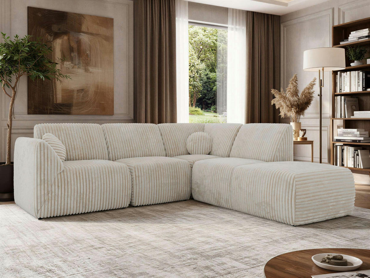 ROHOVÁ SEDAČKA NOARA 5M L Béžová Manšester - Vpravo - čierna/béžová, textil/plast (267/244cm) - MKS