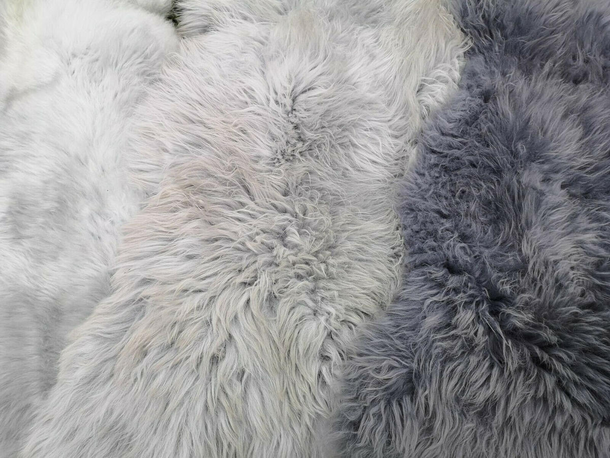 FELL Öko Lammfell Schaffell Blaugrau Töne wählbar ca. 105 cm - Blaugrau, Fell (55/105cm) - Provellus
