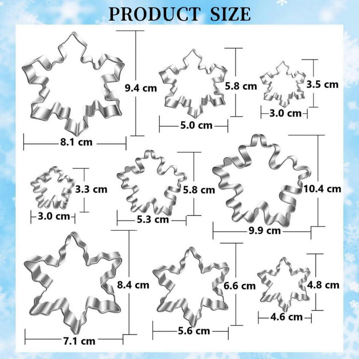 AUSSTECHFORMEN Schneeflocken Set 9-teilig - Multicolor, Metall (10/2/10.4cm)