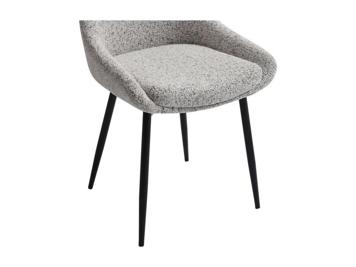 STUHL 2er-Set - Tweed-Stoff & schwarzes Metall - Cremefarben - MASURIE - Creme, Textil (56/85.5/49cm) - Vente-Unique