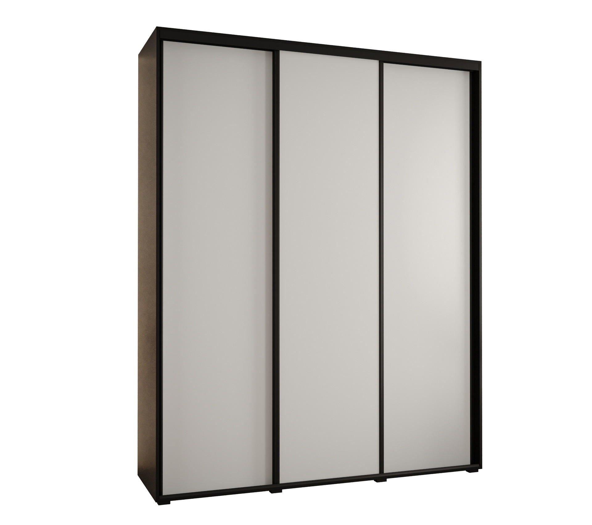 Abiks Möbel Schwebetürenschrank Schwarz, Weiß, Schwarz 190x235x60 cm