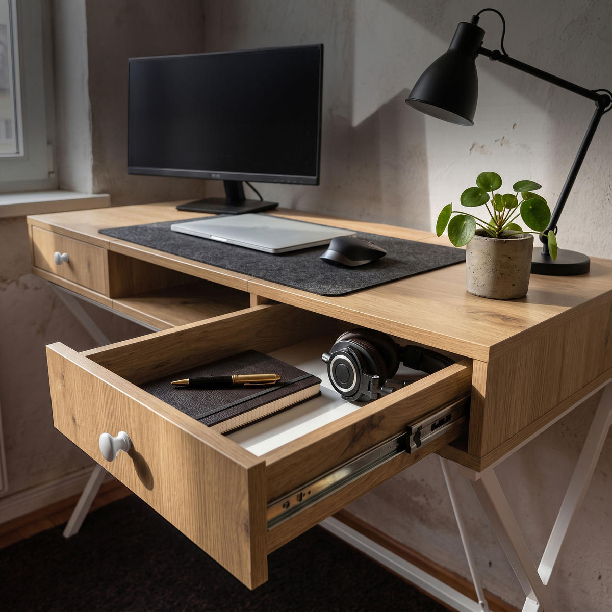 SCHREIBTISCH CROSSLINE 120 cm Eiche Artisan - Eiche Artisan/Weiß, Holzwerkstoff (50/120/80.5cm) - Akord