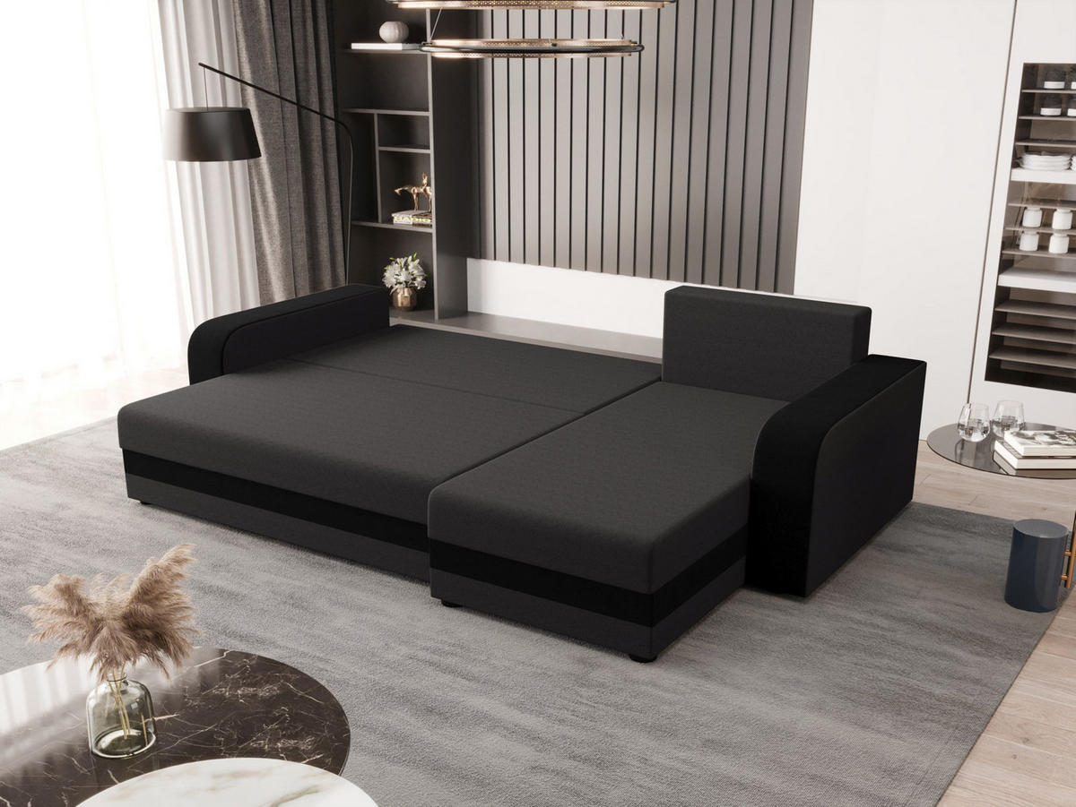 ECKSOFA HEWLET L BIS Sawana 05+14 Rechts mit Schlaffunktion - Dunkelgrau, Textil (240/140cm) - Bedante