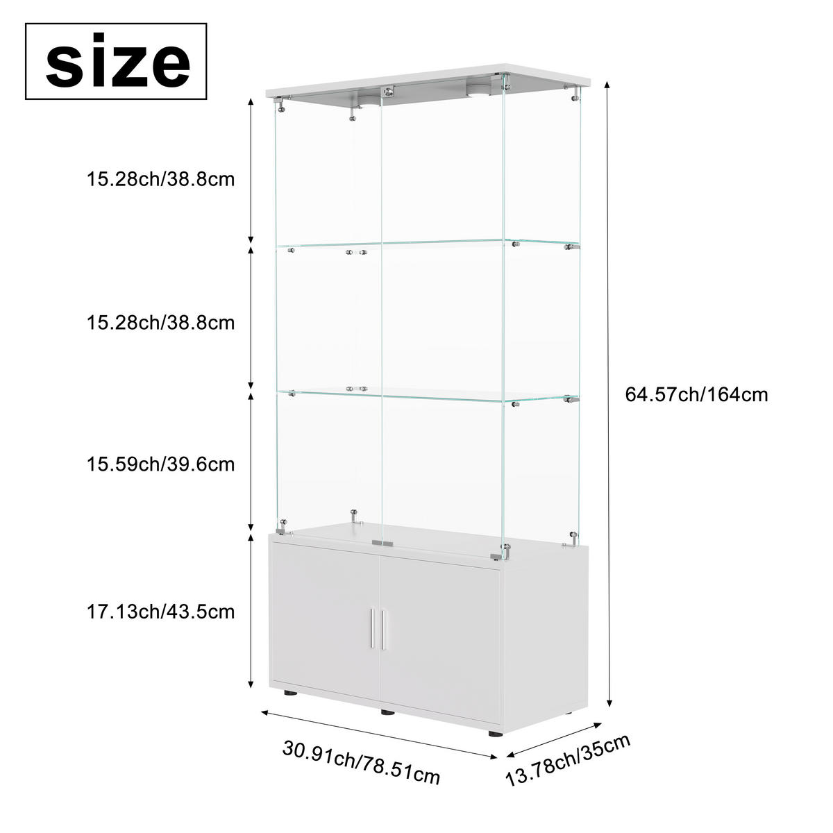 GLASVITRINE 4 Türen 6 Einlegeböden LED Touch weiß - Weiß, Holz (78.5/164/35cm) - LEBENLANG