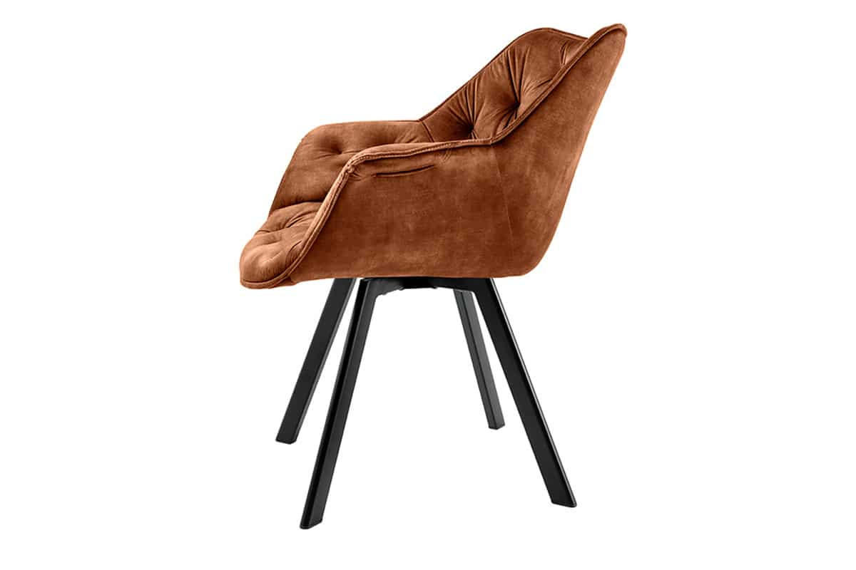 STUHL THE DUTCH COMFORT Samt Braun 80 cm - Schwarz/Braun, Textil/Metall (68/81/65cm) - riess-ambiente