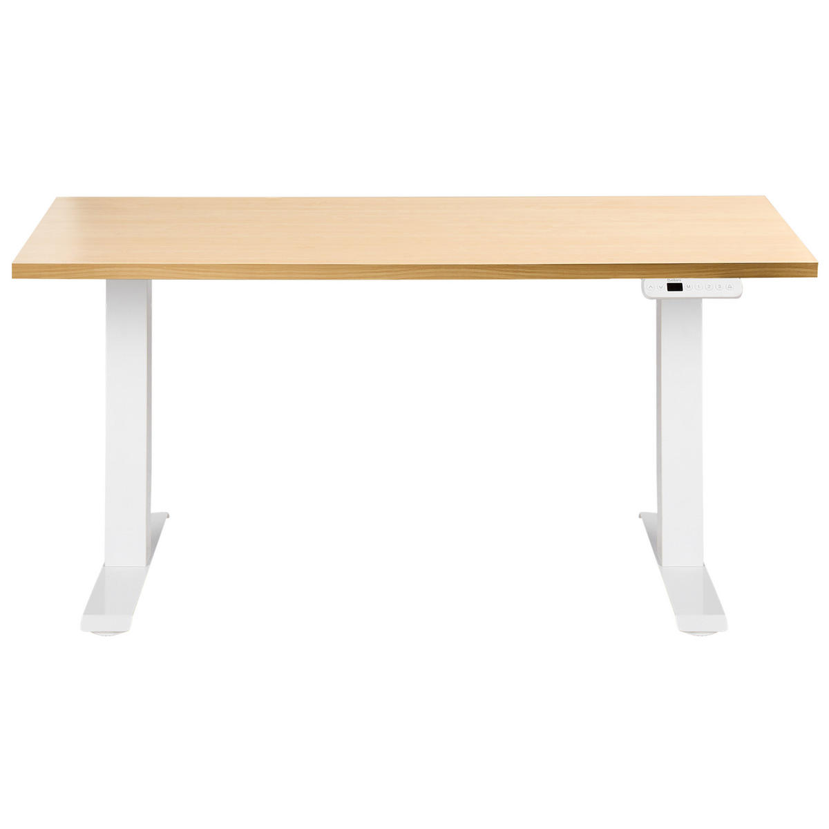 SCHREIBTISCH elektrisch höhenverstellbar 120/72 cm Hellbraun/Weiß Destines - Hellbraun/Braun, Holzwerkstoff/Metall (72/120/63cm) - Beliani