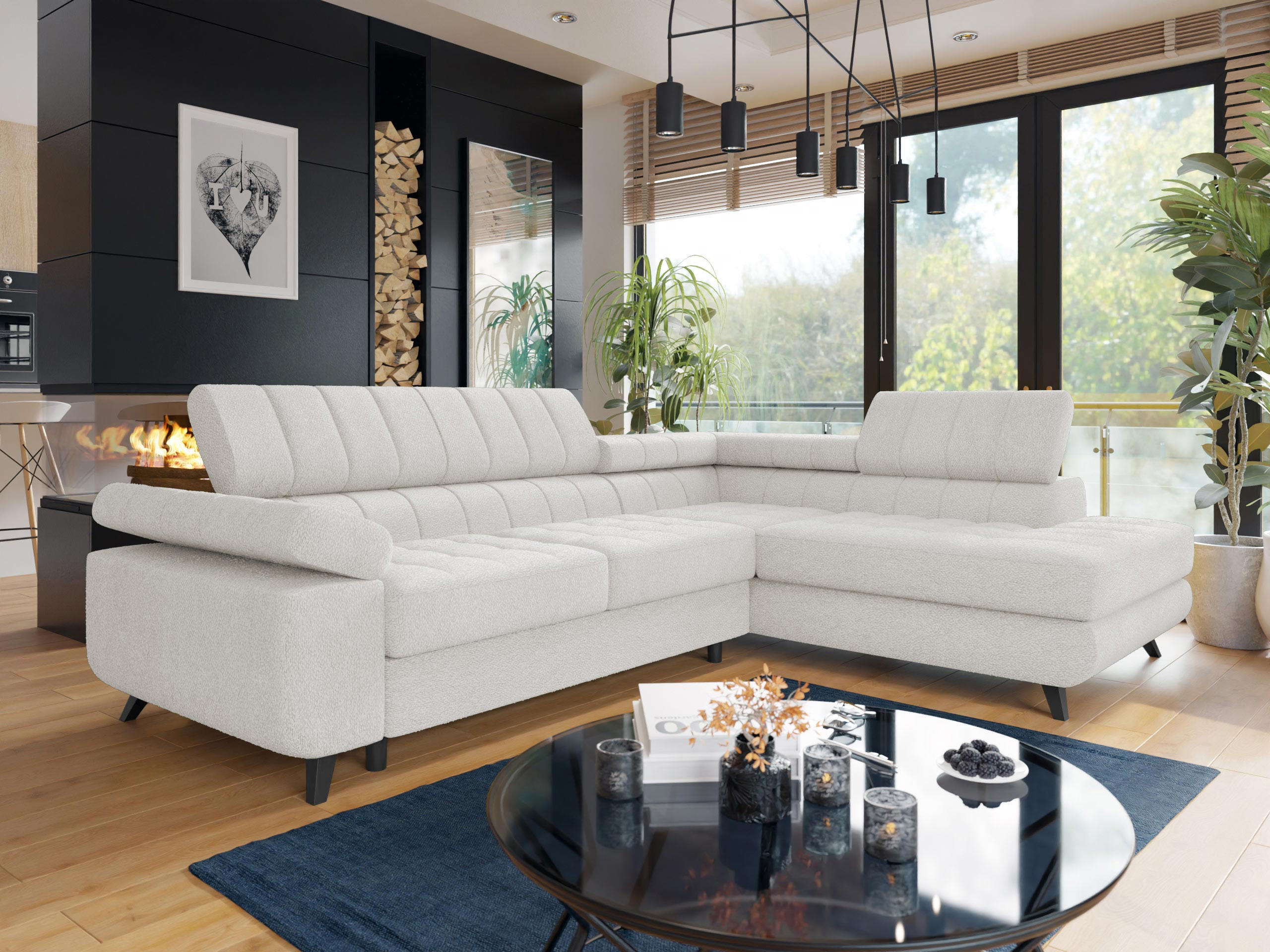 Thumbnail - Mirjan24 Ecksofa, Creme, Textil, 5-Sitzer, Ottomane rechts,L-Form, 264x203 cm, Wohnzimmer, Sofas & Couches, Wohnlandscha...