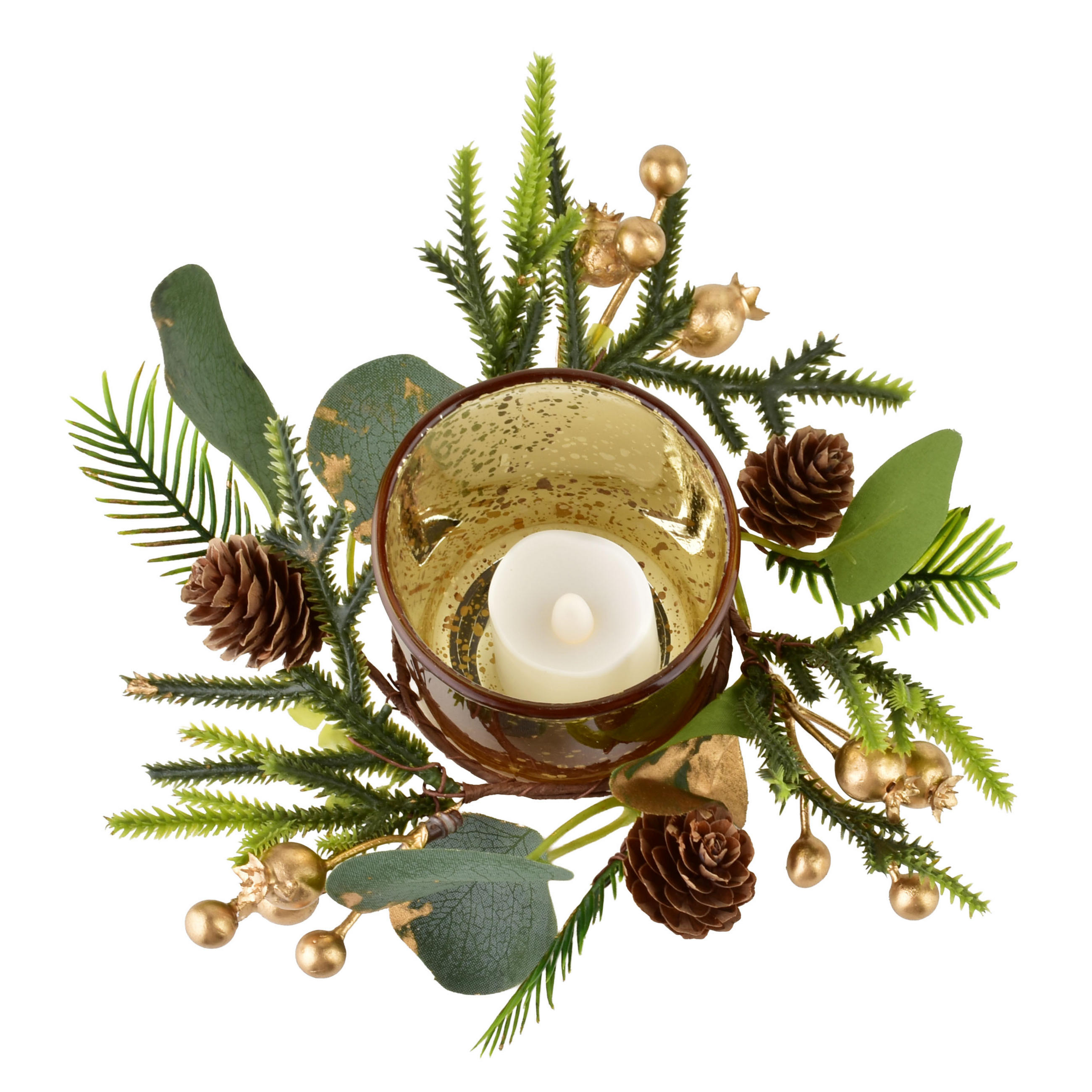 KERZENHALTER Santa Lila Gold 7x7x8 cm Glas - Goldfarben, Glas (7/8/7cm) - Mondex