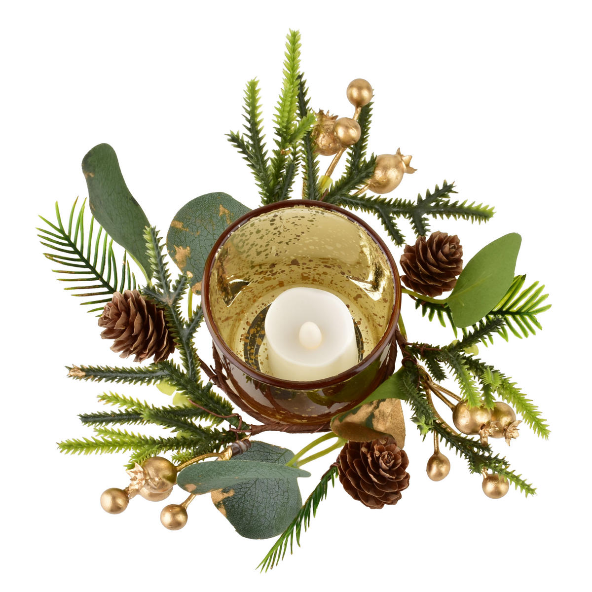 KERZENHALTER Santa Lila Gold 7x7x8 cm Glas - Goldfarben, Glas (7/8/7cm) - Mondex