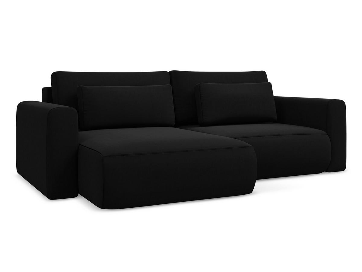 ECKSOFA mit Schlaffunktion Samt Stoff Schwarz - Schwarz, Kunststoff/Textil (149/240cm) - Makamii