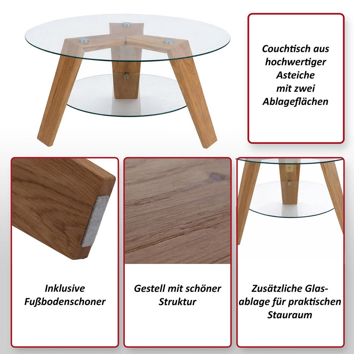 OKROGLA MIZA ZA DNEVNO SOBO Rjava - rjava, les (75/75/40cm) - MCW