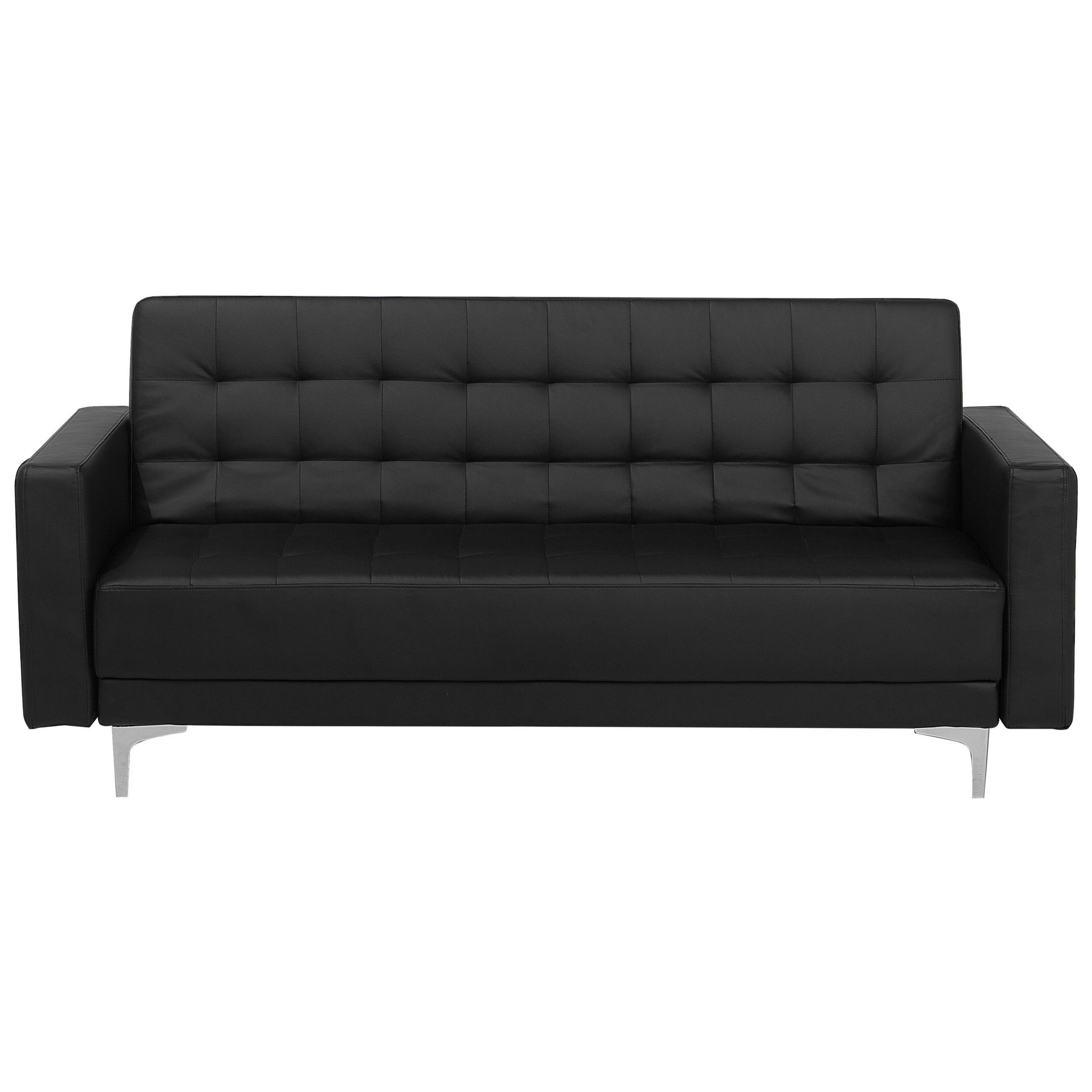 3-SITZER-SCHLAFSOFA Kunstleder Schwarz Aberdeen - Schwarz, Textil (186/83/88cm) - Beliani
