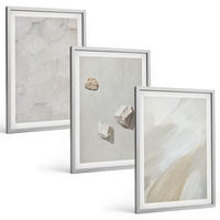 BILDER SET 3er Set - 40x60 cm Silberner Rahmen - Sandsteine moderne Farbe - Silberfarben, Kunststoff (40/60cm) - TULUP