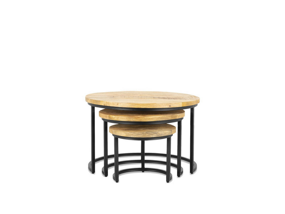 COUCHTISCH Rylee Mangoholz Durchmesser 74 cm Natur - Naturfarben, Holz (74/74/48cm)