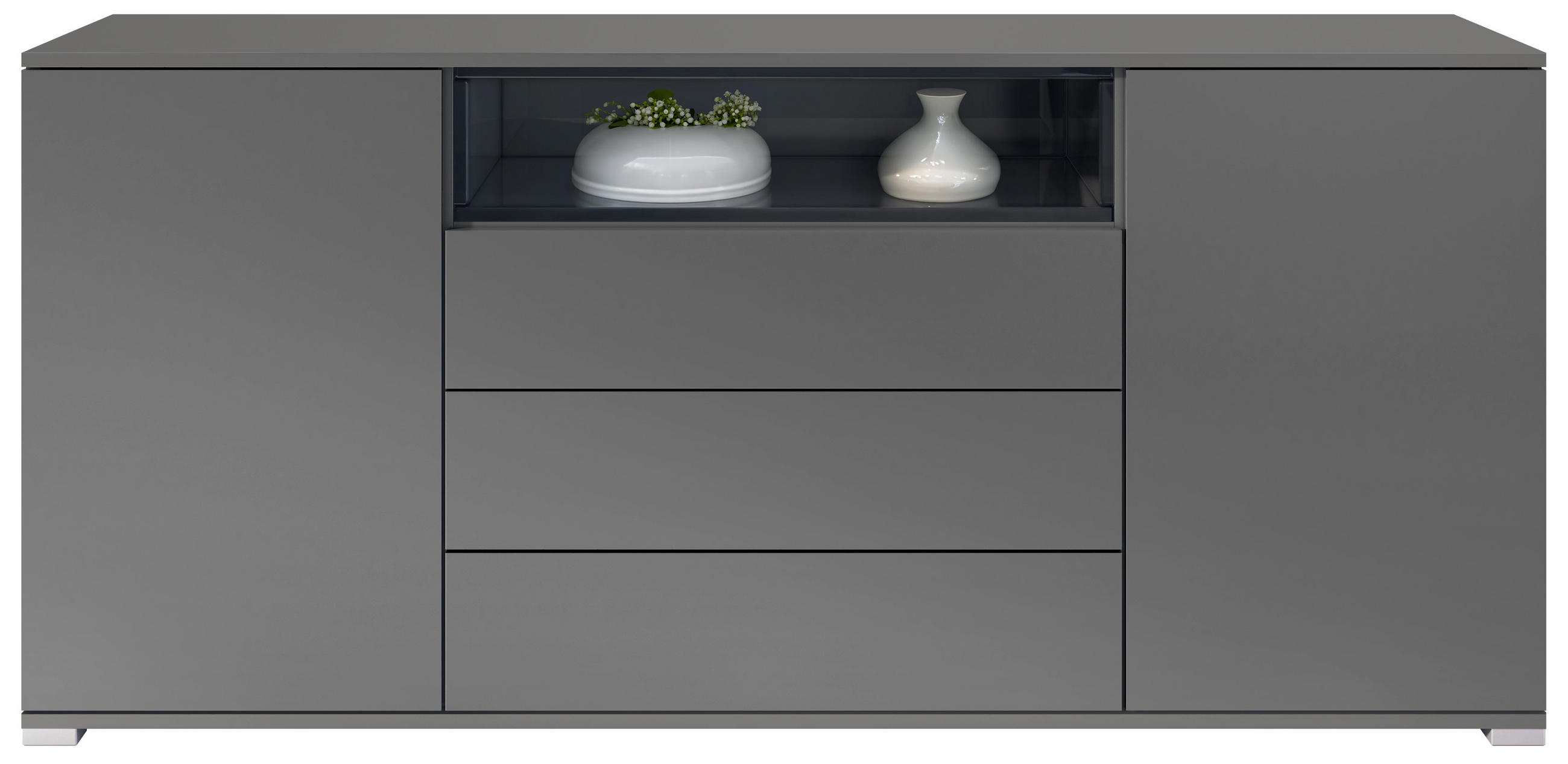 SIDEBOARD Skadu Schwarz Hochglanz - Schwarz Hochglanz, Holzwerkstoff (166.5/75.5/35cm) - Vladon