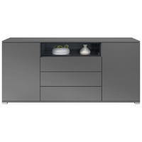 SIDEBOARD Skadu Schwarz Hochglanz - Schwarz Hochglanz, Holzwerkstoff (166.5/75.5/35cm) - Vladon