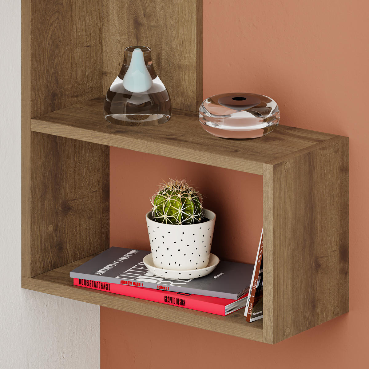 WANDREGAL Part Dunkle Eiche 82/47/20 cm - Dunkelbraun, Holzwerkstoff (47/82/20cm) - Decortie