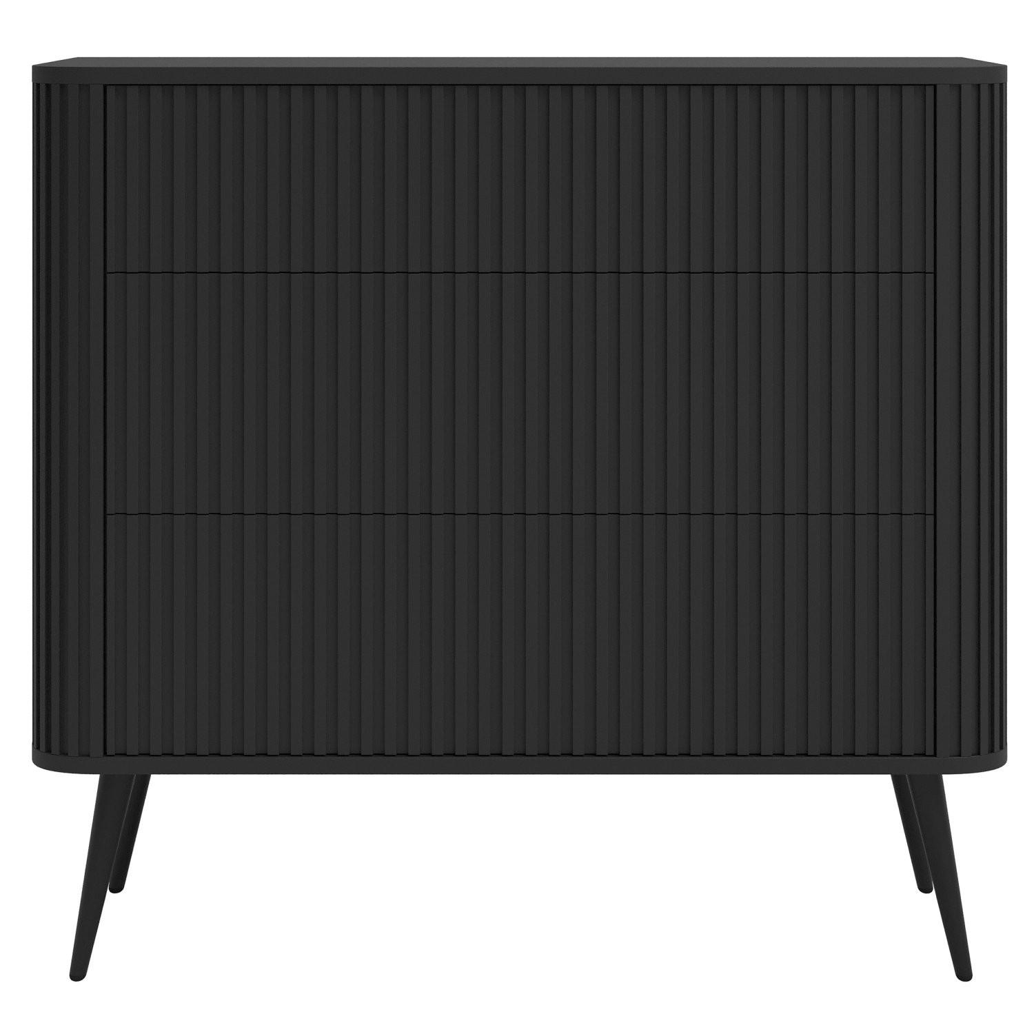 KOMMODE Ovarlo Schwarz mit Metallbeinen 93 cm - Schwarz, Holzwerkstoff/Metall (93.2/83.8/38cm) - Selsey