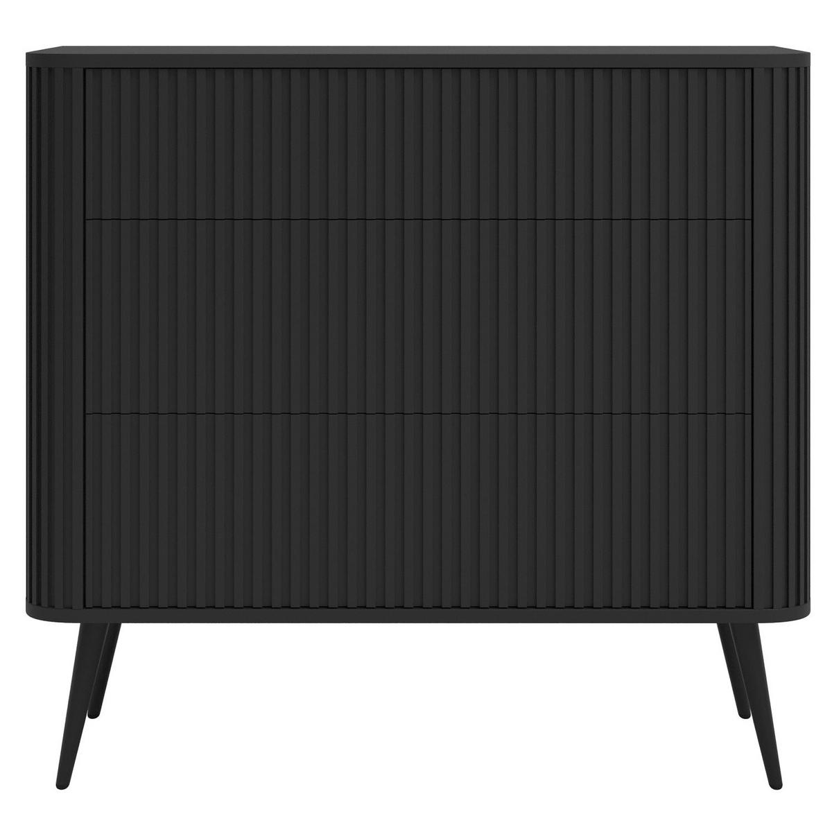 KOMMODE Ovarlo Schwarz mit Metallbeinen 93 cm - Schwarz, Holzwerkstoff/Metall (93.2/83.8/38cm) - Selsey